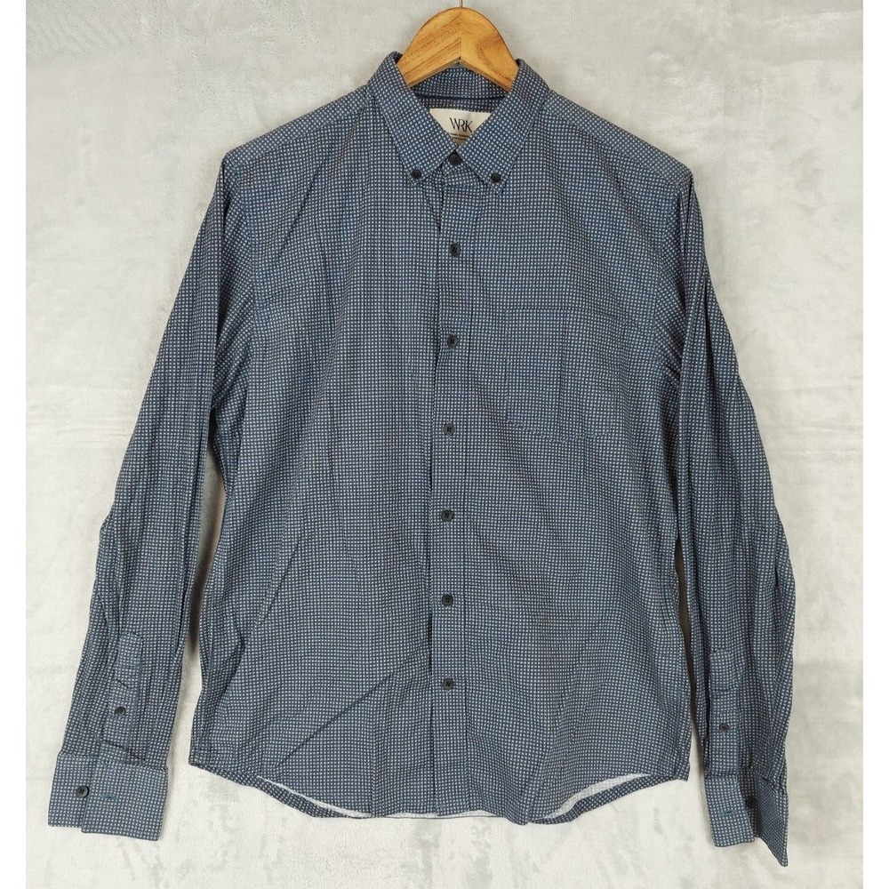 WRK Work Rest Karma Medium Performance Button Down Navy Micro Check The Reworked